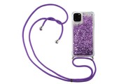 Lunso iPhone 12 Pro Max - Backcover hoes met koord - Glitter Paars