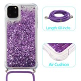 Backcover hoes Glitter Paars met koord voor de iPhone 12 Pro Max