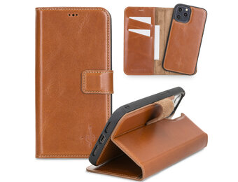 NorthLife - iPhone 12 Pro Max - Lederen Afneembare 2-in-1 bookcase hoes - Cognac
