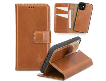 NorthLife - iPhone 12 Mini - Lederen Afneembare 2-in-1 bookcase hoes - Cognac