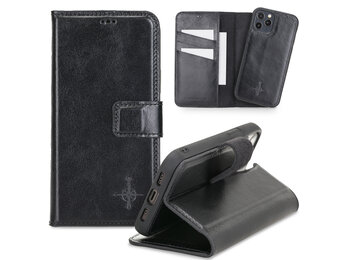 NorthLife - iPhone 12 / 12 Pro - Lederen Afneembare 2-in-1 bookcase hoes - Zwart