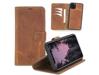 NorthLife - iPhone 11 Pro Max - Lederen Afneembare 2-in-1 bookcase hoes - Cognac
