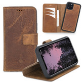 iPhone 11 Pro lederen afneembare 2-in-1 bookcase hoes - Cognac