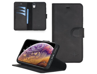 NorthLife - Uitneembare 2-in-1 sleepcover bookcase hoes - iPhone XR - Tiguan Leer Zwart