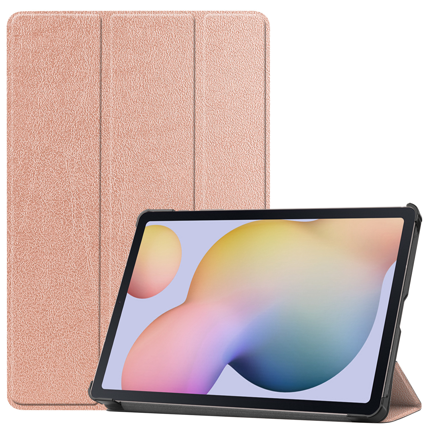 3-Vouw sleepcover hoes Rose Goud voor de Samsung Galaxy Tab S7 en Samsung Galaxy Tab S8
