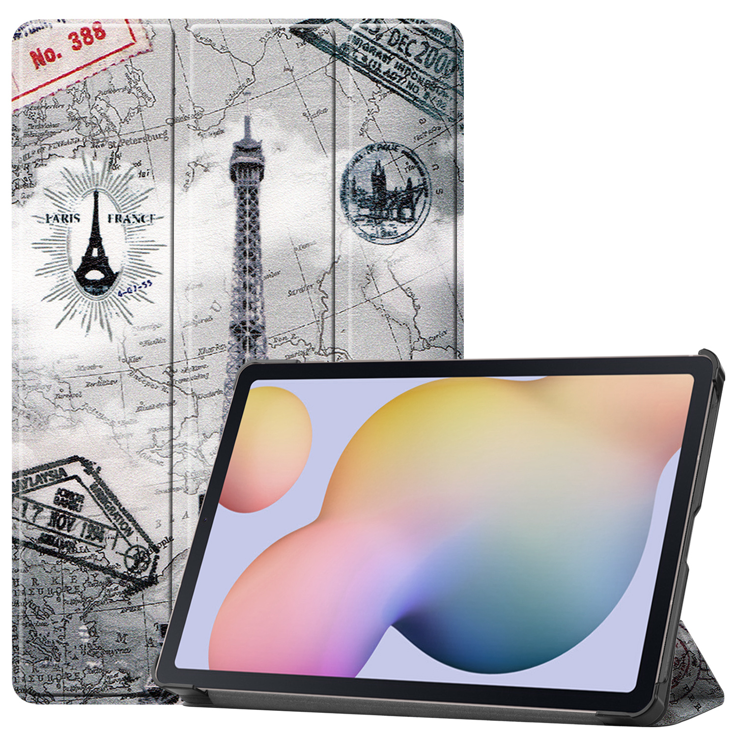 3-Vouw sleepcover hoes Eiffeltoren voor de Samsung Galaxy Tab S7  en Samsung Galaxy Tab S8