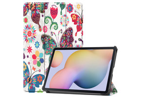 3-Vouw sleepcover hoes - Samsung Galaxy Tab S7 / Tab S8 - Vlinders