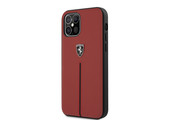 Ferrari Scuderia - Lederen backcover hoes - iPhone 12 / iPhone 12 Pro - Rood + Lunso Tempered Glass
