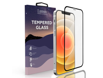 Lunso - Gehard Beschermglas - Full Cover Tempered Glass - iPhone 12 / iPhone 12 Pro - Black Edge