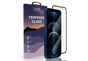 Lunso iPhone 12 Pro Max - Gehard Beschermglas - Full Cover Tempered Glass - Black Edge