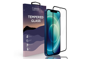 Lunso - Gehard Beschermglas - Full Cover Tempered Glass - iPhone 12 Mini - Black Edge