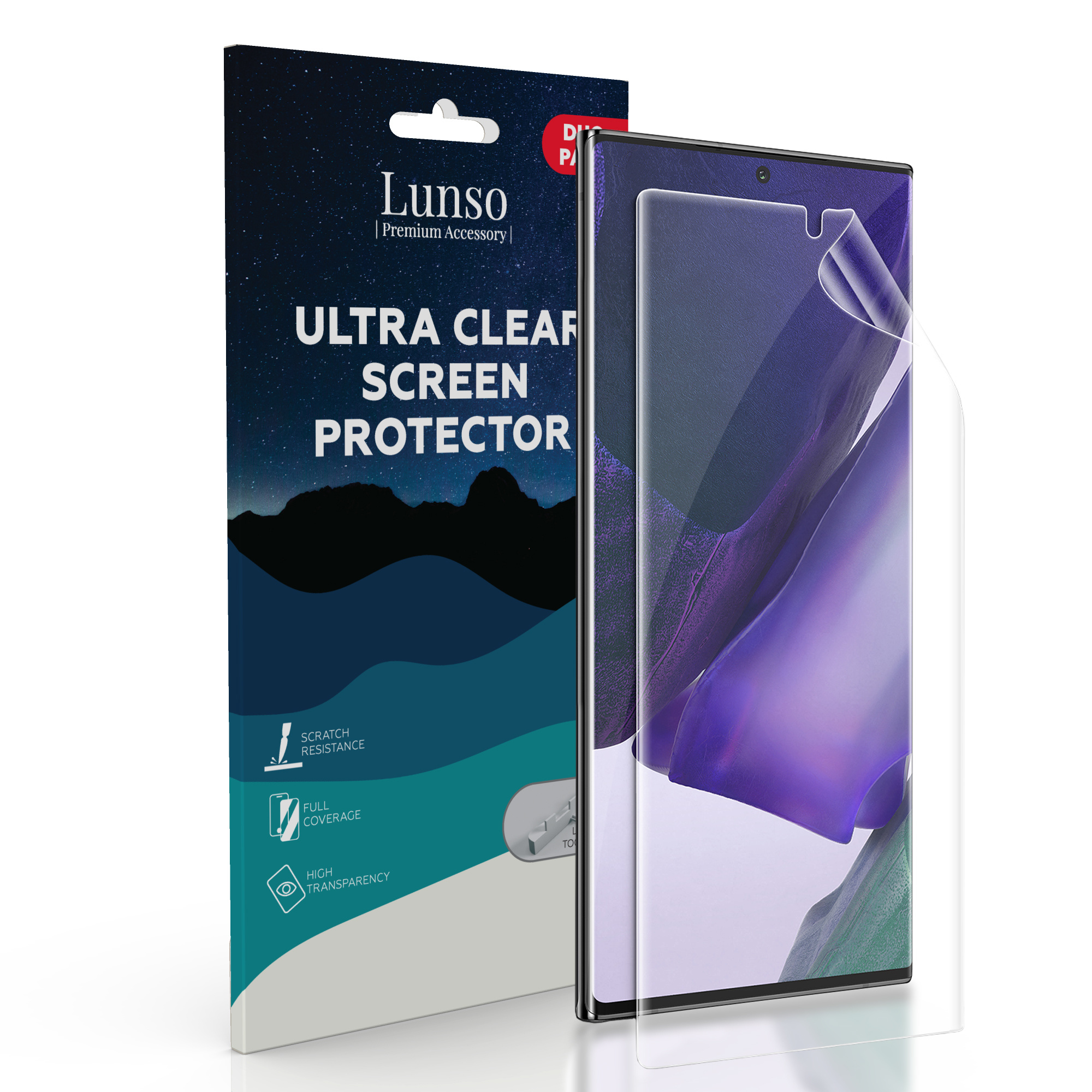 Duo Pack (2 stuks) Beschermfolie, Full Covered Screen Protector inclusief bevestiging tool voor de Samsung Galaxy Note 20 Ultra