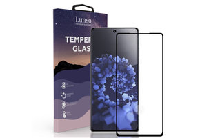 Lunso - Samsung Galaxy S21 - Gehard Beschermglas - Full Cover Screenprotector - Black Edge