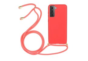 Lunso - Backcover hoes met koord - Samsung Galaxy S21 - Rood