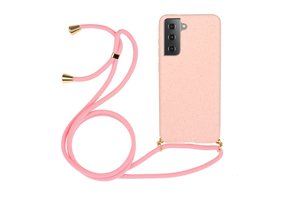 Lunso - Backcover hoes met koord - Samsung Galaxy S21 - Roze