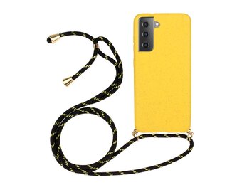 Lunso - Backcover hoes met koord - Samsung Galaxy S21 - Geel