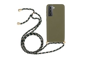 Lunso - Backcover hoes met koord - Samsung Galaxy S21 - Army Groen