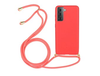 Lunso - Backcover hoes met koord - Samsung Galaxy S21 Plus- Rood