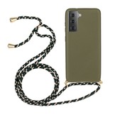 Backcover hoes Army Groen met koord voor de Samsung Galaxy S21 Plus