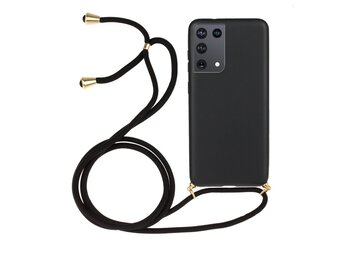 Lunso - Backcover hoes met koord - Samsung Galaxy S21 Ultra - Zwart