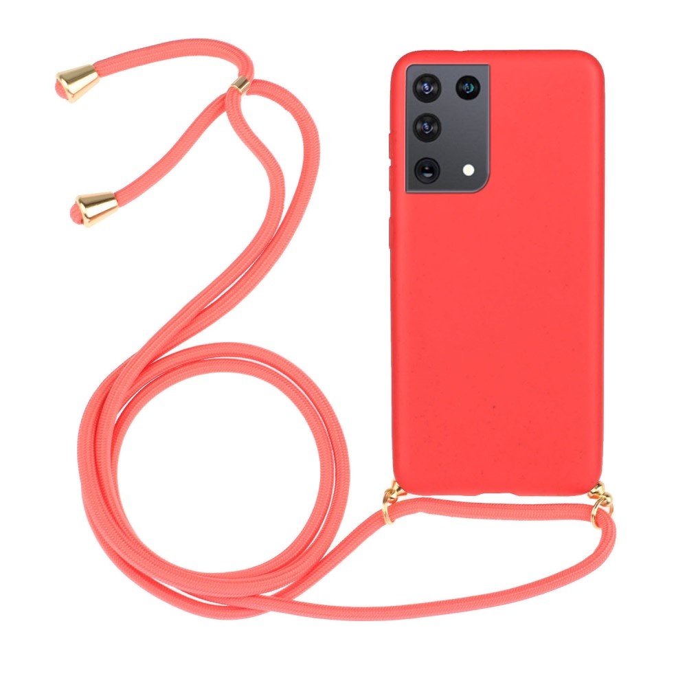 Backcover hoes Rood met koord voor de Samsung Galaxy S21 Ultra