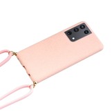 Backcover hoes Roze met koord voor de Samsung Galaxy S21 Ultra