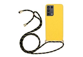 Lunso - Backcover hoes met koord - Samsung Galaxy S21 Ultra - Geel