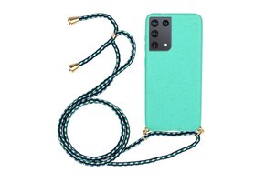 Lunso - Backcover hoes met koord - Samsung Galaxy S21 Ultra - Cyaan