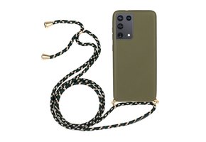 Lunso - Backcover hoes met koord - Samsung Galaxy S21 Ultra - Army Groen