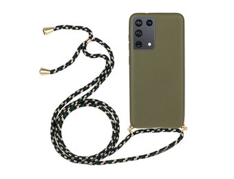 Lunso - Backcover hoes met koord - Samsung Galaxy S21 Ultra - Army Groen