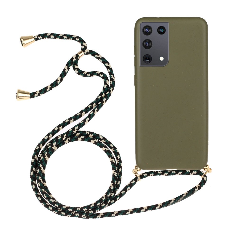 Backcover hoes Army Groen met koord voor de Samsung Galaxy S21 Ultra