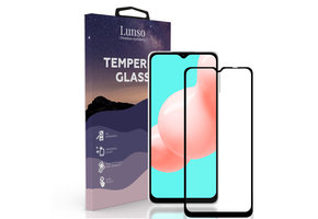 Lunso - Samsung Galaxy A32 5G - Gehard Beschermglas - Full Cover Screenprotector - Black Edge