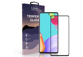 Lunso - Samsung Galaxy A52 / A52s - Gehard Beschermglas - Full Cover Screenprotector - Black Edge