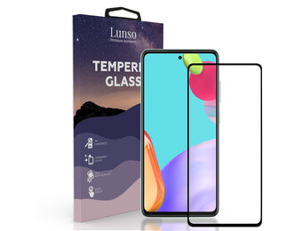 Lunso - Samsung Galaxy A52 / A52s - Gehard Beschermglas - Full Cover Screenprotector - Black Edge