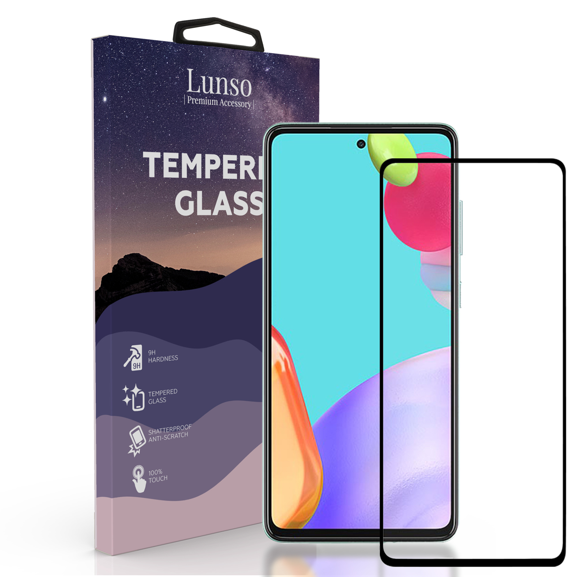 Samsung Galaxy A52 en A52s beschermglas met Zwarte Rand (Screenprotector)