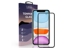 Lunso - iPhone 11 - Gehard Beschermglas - Full Cover Screenprotector - Black Edge