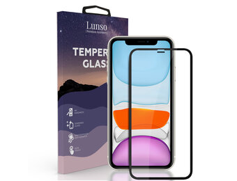 Lunso - iPhone 11 - Gehard Beschermglas - Full Cover Screenprotector - Black Edge