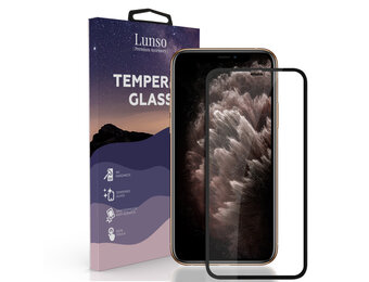 Lunso - iPhone 11 Pro Max - Gehard Beschermglas - Full Cover Screenprotector - Black Edge