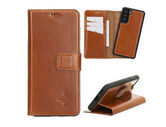 NorthLife - Samsung Galaxy S21 - Lederen Afneembare 2-in-1 bookcase hoes - Cognac