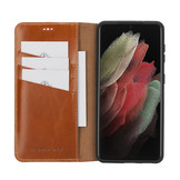 Samsung Galaxy S21 Plus leren afneembare 2-in-1 bookcase telefoonhoes - Cognac