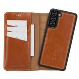 Samsung Galaxy S21 Plus leren afneembare 2-in-1 bookcase telefoonhoes - Cognac
