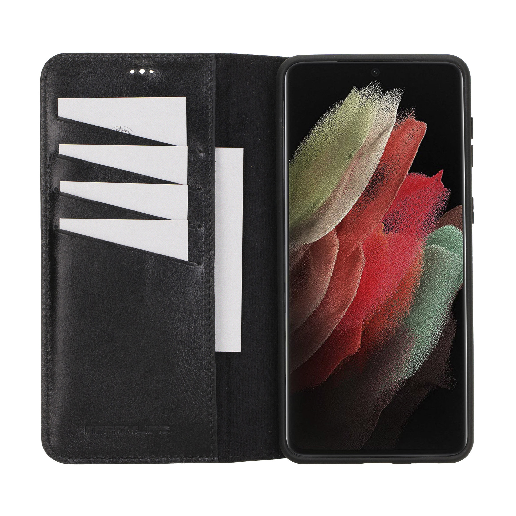 Samsung Galaxy S21 Plus Echt leren afneembare 2-in-1 bookcase telefoonhoes - Zwart