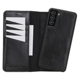 Samsung Galaxy S21 Plus Echt leren afneembare 2-in-1 bookcase telefoonhoes - Zwart