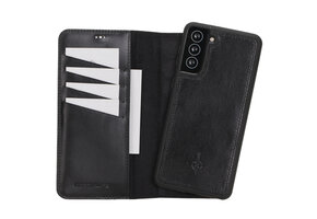 NorthLife Samsung Galaxy S21 Plus - Echt Leren Afneembare 2-in-1 bookcase telefoonhoes - Zwart