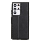 Samsung Galaxy S21 Ultra lederen afneembare 2-in-1 bookcase hoes - Zwart