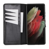 Samsung Galaxy S21 Ultra lederen afneembare 2-in-1 bookcase hoes - Zwart