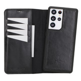 Samsung Galaxy S21 Ultra lederen afneembare 2-in-1 bookcase hoes - Zwart
