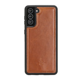 Samsung Galaxy S21 Backcover hoesje Echt Leer - Cognac