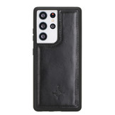 Samsung Galaxy S21 Ultra Backcover hoes hoesje Echt Leer - Zwart