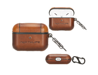 NorthLife - Haga lederen cover hoes - AirPods Pro - Cognac